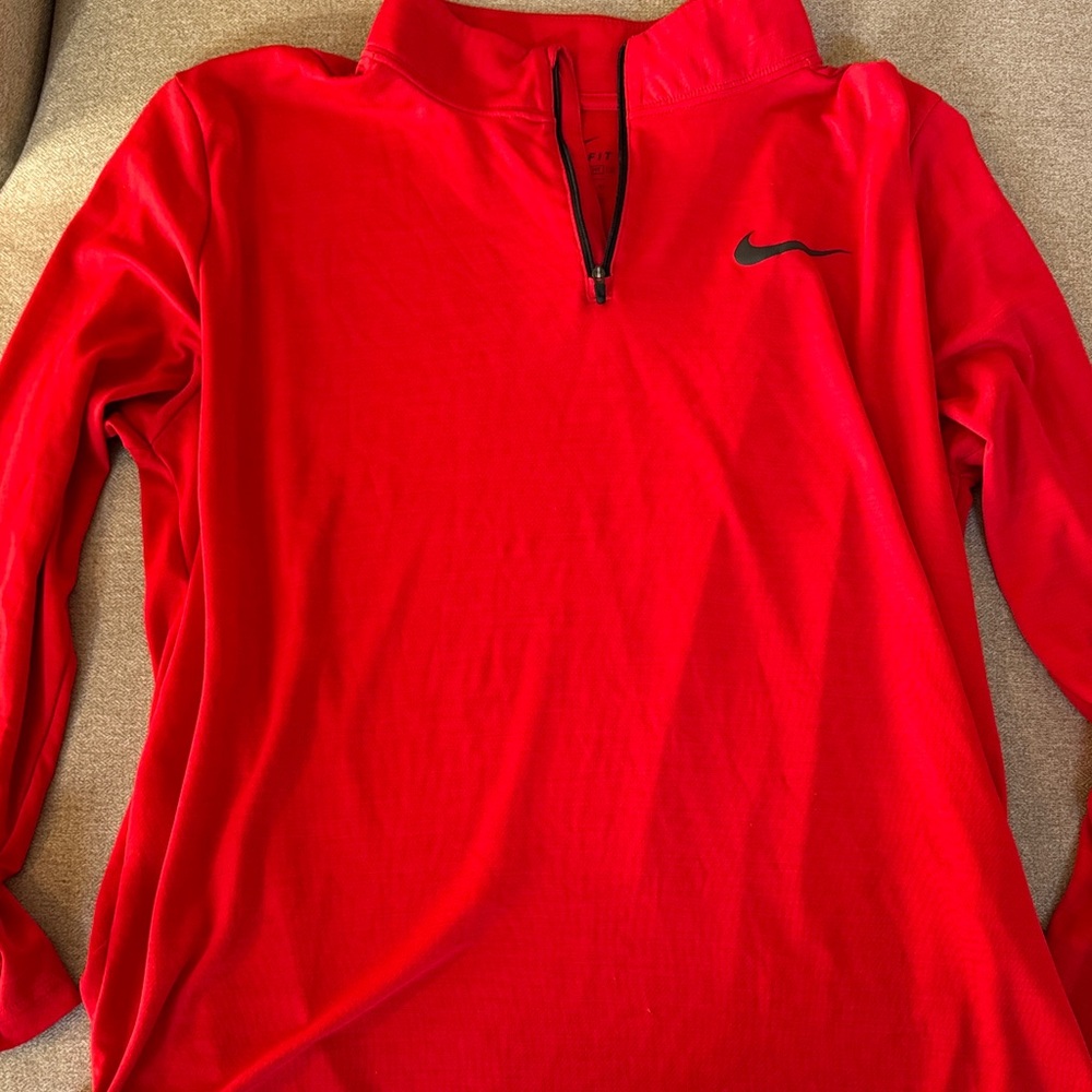 Nike Red Long-Sleeve Top with Black Swoosh